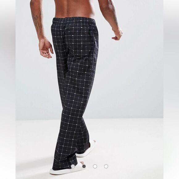 Lacoste XL Black Blue Cotton Croc Logo Print Drawstring Lounge PJ Pants - Picture 2 of 16
